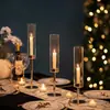 Transfronterizo para Amazon chapado en oro juego de tres piezas candelabro para el hogar decoración de mesa para boda fiesta de cumpleaños