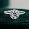Anillo para Mujer de Plata Esterlina 925 Moissanita Artificial Color D de 1 Quilate Anillo de Boda Redondo con Montura de Cuatro Garras Set de Grupo de Lujo