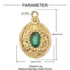 Hoja de Sobre con Forma de Corazón Transfronterizo Colgante DIY de Acero Inoxidable para Mujer, Incrustado con Circonita, Collar Redondo, Colgante de Joyería de Acero de Titanio