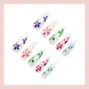 Uñas Largas y Puntiagudas con Flores de Colores Estilo Ins Uñas Portátiles Manicura de Parche de Alta Gama Uñas Postizas Uñas Terminadas