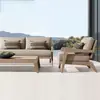 Sofá Nórdico para Exteriores Patio Villa Muebles de Madera Maciza Impermeable Protector Solar Exterior Jardín Balcón Ocio Sofá de Ratán