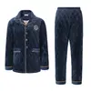 Pijama para hombre gordo talla grande de mediana edad y ancianos, cárdigan de invierno para papá, franela gruesa, traje de casa de forro polar de coral