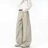 Ropa de Hombre Fengshe / Pantalones Casuales de Acero Curvo Retro Americano, Rectos Holgados de Trabajo, Pierna Ancha, Hasta el Suelo, Estilo Delgado de Verano