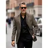 Chaqueta de Traje Casual de Negocios para Hombre Primavera Otoño Chaqueta de un Solo Botón Chaqueta de Traje Ligera de Poliéster con Solapa