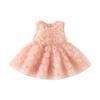 Vestido de Verano Nuevo sin Mangas Rosa para Bebé Niña Mono para Niños Falda Elegante Vestido de Princesa para Foto de un Año