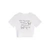 Camiseta de Verano de Nuevo Estilo con Cuello Redondo y Manga Corta para Mujer, Estampado Simple de Letras y Cachorro, Top Corto para un Look Atrevido