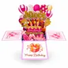 Tarjeta de felicitación de caja 3D con polvo de purpurina de alta gama para el 60 cumpleaños, Tarjeta de felicitación de Feliz Cumpleaños, Feliz Cumpleaños Láser