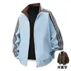 Estilo Primavera y Otoño Doble Cara Tres Rayas Moderna Cuello Alto Chaqueta Reversible de Béisbol para Hombre Ropa Exterior Casual Versátil Top