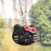 Lindo Colgante de Cabeza de Gato Incrustada de Diamantes para Espejo Retrovisor de Coche de Alta Gama Encanto Creativo de Bolsillo de Gatito Lleno de Diamantes