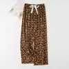 Pantalones de pijama de seda de algodón nuevos de verano para mujer, delgados, de talla grande, sueltos, florales, pantalones de pierna ancha, pantalones exteriores que pueden usar mujeres embarazadas