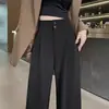 Traje de Mujer Pantalones de Pierna Ancha para Primavera, Otoño e Invierno 2026 Nuevo Estilo Ajustado de Cintura Alta Elegante con Caída Pantalones Rectos Negros