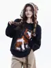 Suéter de Tricô Jacquard Cartoon Pony Estilo Retrô Americano para Homens e Mulheres, Novo Estilo Outono e Inverno, Pulôver Solto e Preguiçoso Estilo High Street