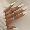 Conjunto de Anéis de Joias Novo Transfronteiriço Europeu e Americano Simples Ins Anel de Metal Aberto Empilhamento Multi-Articulado Joia de Mão