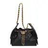 2026 Nuevo Bolso Hobo Acolchado Texturizado con Cierre de Cordón y Cadena Bolso de Cubo Vintage para Hombro Bolso de Hombro de Moda para Mujer