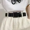 Moda Retro Europea y Americana Cinturón de Hebilla de Tres Pines para Mujer Venta al por Mayor Cinturón Ultralargo con Calados Cinturón de Cuero PU para Mujer