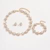 Collar con pendientes de perlas exageradas de estilo europeo y americano, elegante cadena de clavícula de dos piezas, joyería ligera de lujo de alta gama para mujer.