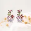 Brincos da Sorte de Trevo de Quatro Folhas Coloridos com Micro Zircônias, Estilo Coreano, Moda Nova, High-End para Mulheres