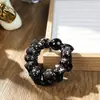 Goma para el pelo vintage con cuentas florales para mujer, accesorio para el pelo elegante y sofisticado para coletas bajas y moños