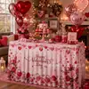 Falda de Mesa en Forma de Corazón con Rosas para San Valentín Transfronteriza Delantal de Mesa para Fiesta de Poliéster Impreso Suministro Transfronterizo