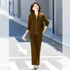 Nuevos conjuntos de otoño para madres, conjunto de color liso, popular este año para mujeres mayores de 50, conjunto casual de dos piezas de alta gama para mujeres de mediana edad