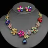 Collar y Pendientes Exagerados de Aleación Transfronterizos Europeos y Americanos Set de Joyería para Novia Boda Accesorios de Joyería Completamente Diamantados Joyería para Fiesta