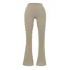 Pantalones de punto acampanados de cintura alta elásticos adelgazantes casuales con cubierta de cadera de sirena para primavera y otoño, pantalones deportivos de fitness para mujer con efecto de cadera de melocotón