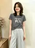 Camiseta de Algodão Canelado Guangzhou Treze Fábricas 220g para Mulheres, Direto da Fábrica, Top de Manga Curta Slim Fit, Exclusivo de Verão Atacado