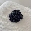 Goma para el pelo coreana retro azul marino de doble capa con lunares para niñas, estilo universitario, banda para moño y coleta que ilumina