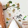 Lindos Animales de Dibujos Animados Mono Cebra Tigre Rama Pegatinas de Pared Habitación Infantil Guardería Decoración Papel Tapiz Pegatinas de Papel de Pared