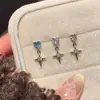 Tachuela para Cartílago de Oreja Corazón de Zirconia Colgante Estrella de Cuatro Puntas Tachuela para Oreja Rosca Externa Piercing de Oreja para Curación No Es Necesario Quitar los Pendientes Pendiente en Capas