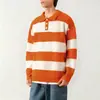 Otoño e Invierno Nuevo Polo Solapa Rayas Tejido de Punto Ropa de Punto Hombres Holgado Estilo Perezoso Chaqueta Exportación Transfronteriza Venta al por Mayor