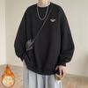 2026 Nuevo Estilo Forro Polar Engrosado de Moda Marca Holgada Peso Pesado Manga Larga Sudadera con Cuello Redondo Texturizada para Hombre Otoño e Invierno para Hombre