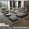 Sofá esquinero minimalista de color claro con diseño de respaldo ajustable, tela técnica, profundidad de asiento profunda, sofá chaise longue para sala de estar