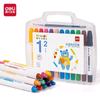 Deli Hm723-12 Bastão de Cor Redondo Solúvel em Água Lavável para Pintura Infantil