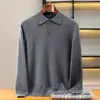 Suéter Polo Masculino Baicai 100% Caxemira Pura, Casual de Negócios, Malha de Caimento Solto para Outono e Inverno