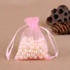 Bolsa de hilo para joyería al por mayor de fábrica color liso hilo de perla bolsa para dulces de boda empaque de joyería color liso bolsa de malla de gasa organza