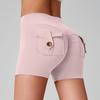 Pantalones Cortos de Yoga con Bolsillo de Cadera de Melocotón, Cintura Alta, Bolsillo, Deportivos, Fitness, Pantalones Triples para Mujer, Sensación de Segunda Piel, Alta Elasticidad, Secado Rápido