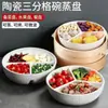 Tazón de Plástico para Cocinar al Vapor de Tres Compartimentos, Una Olla para Cocinar Huevos al Vapor, Vaporera Doméstica para Bebés, Bandeja para Cocinar al Vapor Infantil, Plato para Comida Dividido