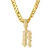 Corrente Cubana Cheia de Diamantes Estilo Hip-Hop Europeu e Americano Pingente de Letra R em Inglês Colar Personalizado Colar Tendência para Homens para Boate