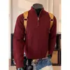 Jaqueta de outono em retalhos casual zíper peso pesado base de tricô gola alta suéter masculino estilo old money semi-preguiçoso solto
