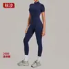 Mono de yoga cepillado Autumn Sha de manga corta con media cremallera para mujer, adecuado para usar al aire libre, mono ajustado para deportes de fitness 2680