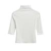 2388-24 Primavera Novo Estilo Europeu e Americano Temperamento Levemente Maduro Estilo Gola Semi-alta Pequena Dobra Gola Manga Média Camiseta