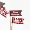 Decoración de Pastel de Navidad Dibujos Animados Lindo Papá Noel Muñeco de Nieve Reno Bandera Pequeña Decoración para Hornear Vaso de Papel Insert