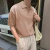 Camisa Polo de Estilo Maduro Leve para Homens, Manga Curta, Camiseta Casual de Negócios para o Verão, Camiseta Básica de Malha com Manga Curta para Homens, Gola Polo Manga Curta