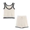 Novidades de Verão 2025 Moda de Rua Feminina Europeia e Americana Conjunto de Top de Alça Bloco de Cores + Shorts W07 4904