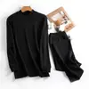 Ropa de otoño pantalones largos algodón suéter de algodón fino para hombre algodón traje de ropa interior térmica para jóvenes y mediana edad cuello alto medio otoño e invierno