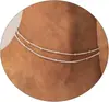 Tobillera de Cadena Hueso de Pescado Serpiente con Cuentas Finas y Clip de Papel con Corazón de Acero Inoxidable Lujo Ligero Nicho Joyería Simple para el Pie