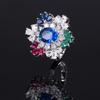 Anel Europeu e Americano Artesanato Pesado Exagerado Zircônia Colorida Flor Joias Vintage Incrustadas Moda Feminina Em Estoque Atacado