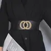 Estilo Coreano Cintura Elástica Doble Hebilla Moda Simple Europea y Americana Cinturón Cintura Elástica Negra Cinturón Ancho para Pantalones Moldeador de Cintura para Mujer