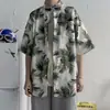 Camisa japonesa de manga corta estilo Hong Kong para hombre, versión coreana, moderna, holgada, retro hawaiano, elegante camisa floral de playa